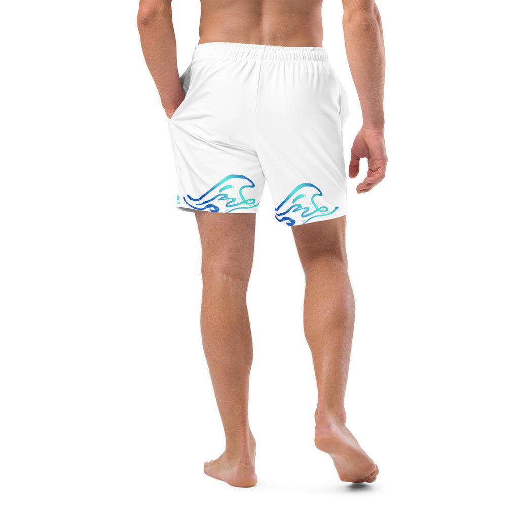 Recycled Swim Shorts - White Waves